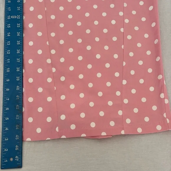 Pinup Girl Deadly Dames Wiggle Dress Pink White Polka Dot Retro Rockabilly Belt - Picture 7 of 16